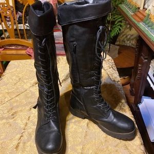 Tall lace up combat boots 10